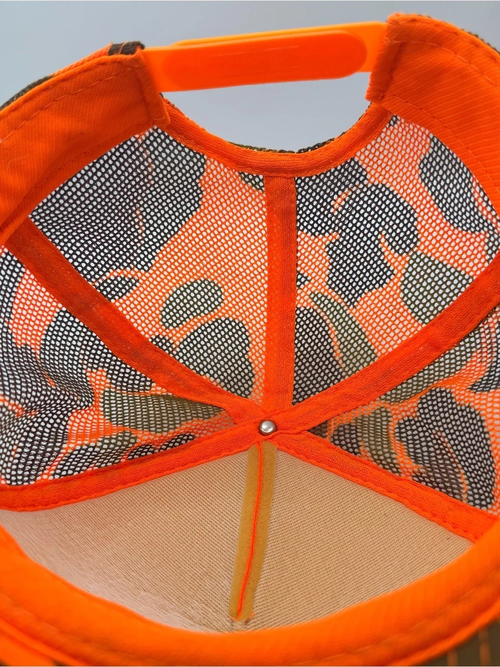 Vintage Rock Supply Trucker Hat North Little Rock Arkansas Orange Camo SnapBack
